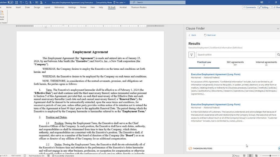 Thomson Reuters Clause Finder