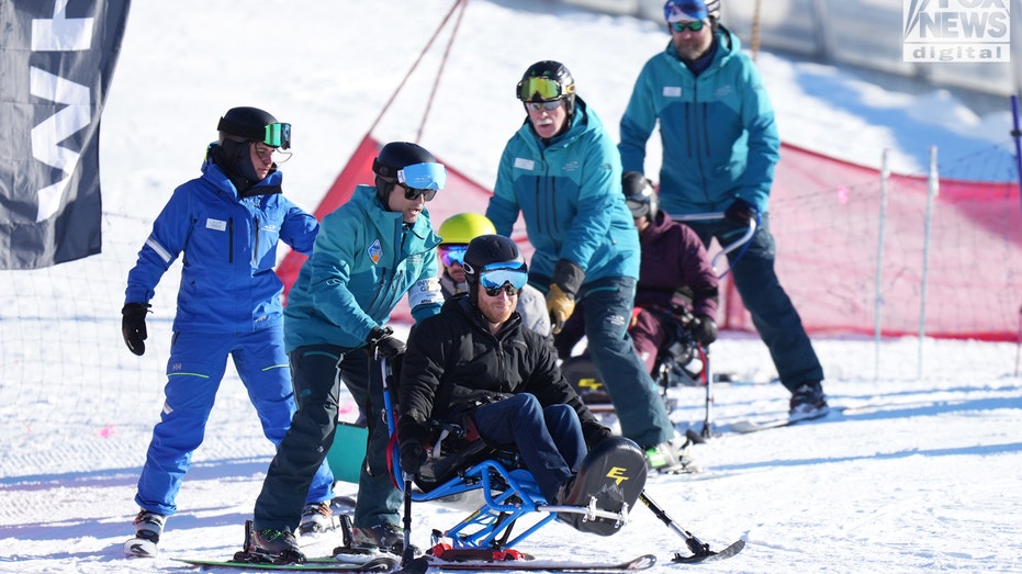 Prince Harry learning a winter sport