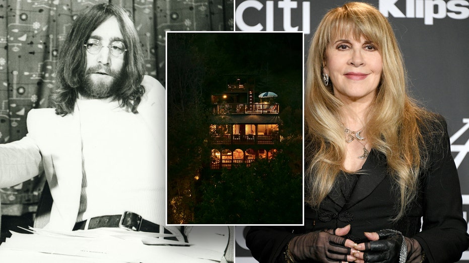 John Lennon and Stevie Nicks split with an inset of the House on Stilts