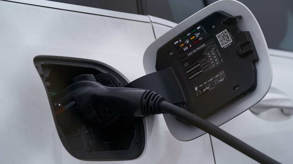 An electric car charging