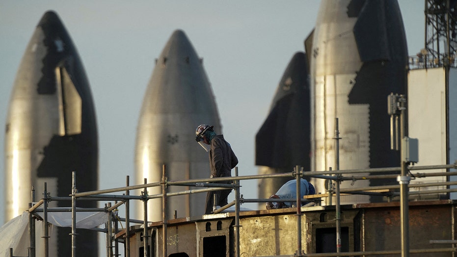 SpaceX workers on the job in Brownsville, Texas