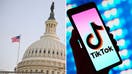 A split of the US Capitol Dome and an illustration of the TikTok app.