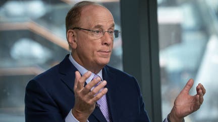 Larry Fink, chairman and chief executive officer of BlackRock Inc., right, and Adebayo Ogunlesi, chairman and chief executive officer of Global Infrastructure Partners (GIP), during a Bloomberg Television interview in New York, US, on Friday, Jan. 12, 2024. BlackRock Inc. agreed to buy Global Infrastructure Partners for about $12.5 billion, vaulting the world's biggest money manager into the top ranks of investors that make long-term bets on energy, transportation and digital infrastructure.  - Fox Business News