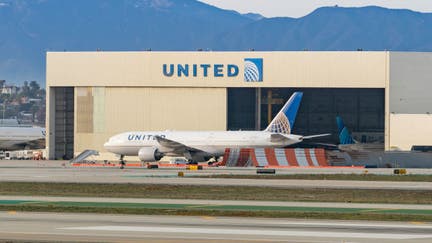 A general view of the United Airlines airplane hangar at Los Angeles international Airport on January 13, 2021 in Los Angeles, California.  - Fox Business News