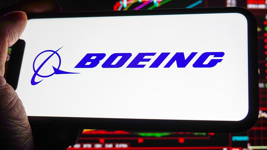 Boeing logo in front of market
