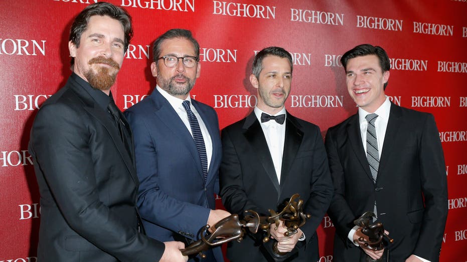 Cast of 'The Big Short:' Actors Christian Bale, Steve Carell, Jeremy Strong and Finn Wittrock during the 27th Annual Palm Springs International Film Festival Awards Gala