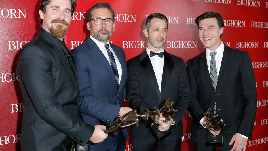 Cast of 'The Big Short:' Actors Christian Bale, Steve Carell, Jeremy Strong and Finn Wittrock during the 27th Annual Palm Springs International Film Festival Awards Gala