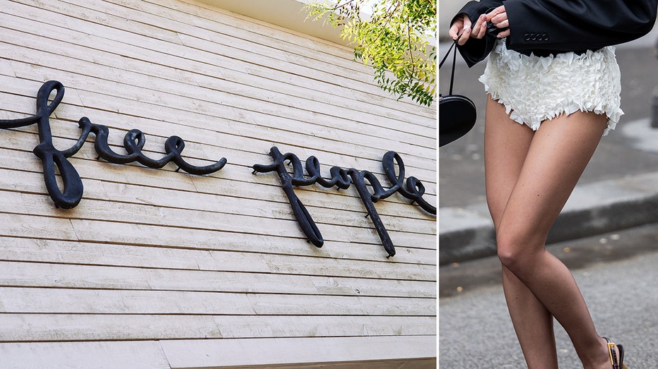 Free People sign beside micro shorts