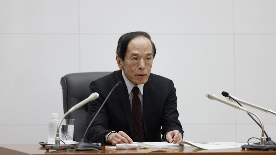 Kazuo Ueda, governor of the Bank of Japan, during a news conference at the central bank's headquarters in Tokyo, Japan, on Dec. 19, 2023.