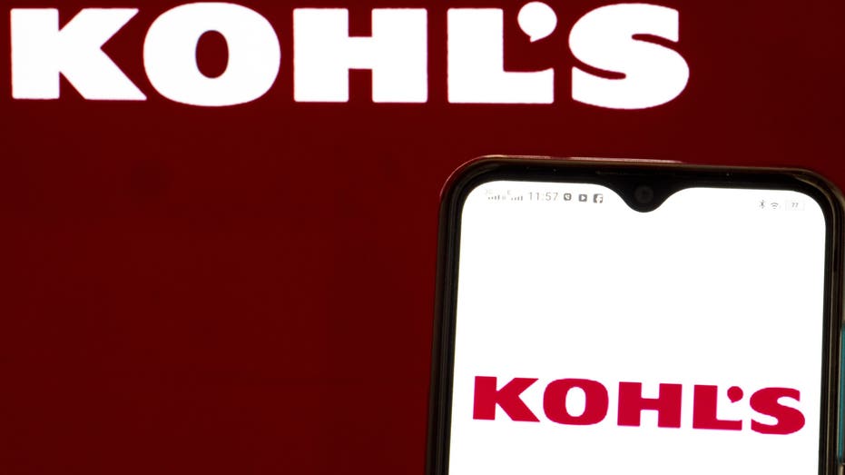 Kohl's background with Kohl's app on cell phone