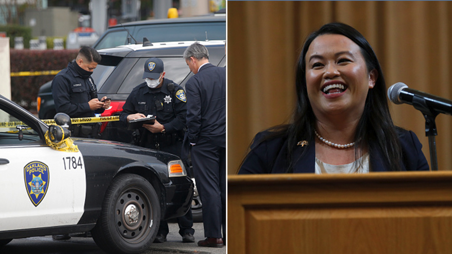 Oakland Police and Sheng Thao split image