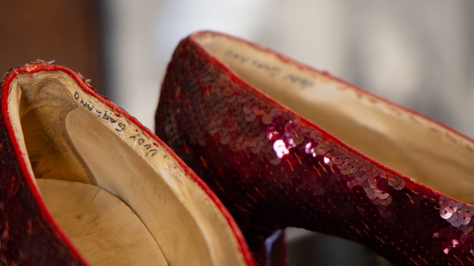 A close up from ruby red slippers