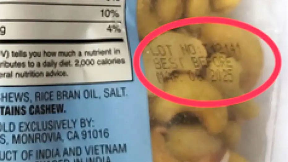 Where to find lot number on recalled cashews