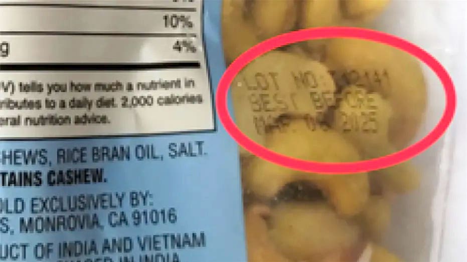 Where to find lot number on recalled cashews