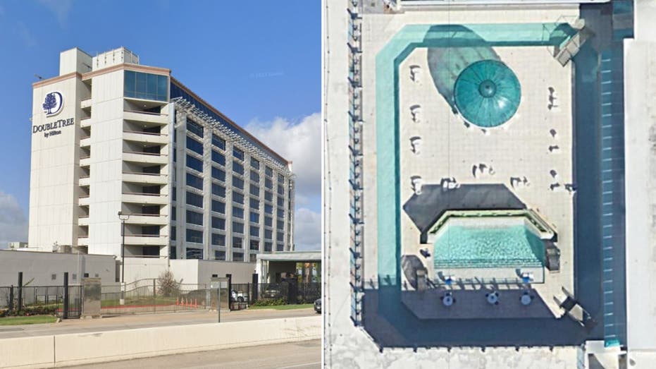 The Double Tree Hotel in Houston and its swimming pool
