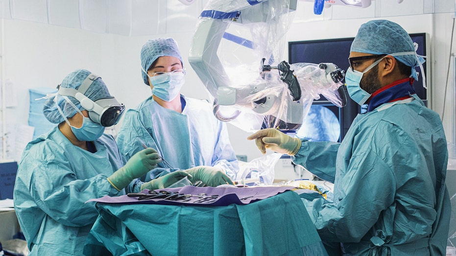 The Apple Vision Pro headset in use during one of the procedures