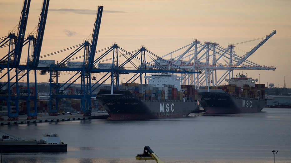 Cargo vessels in Baltimore