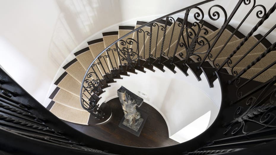 Picture of staircase cascading downwards in Judy Garland's old home