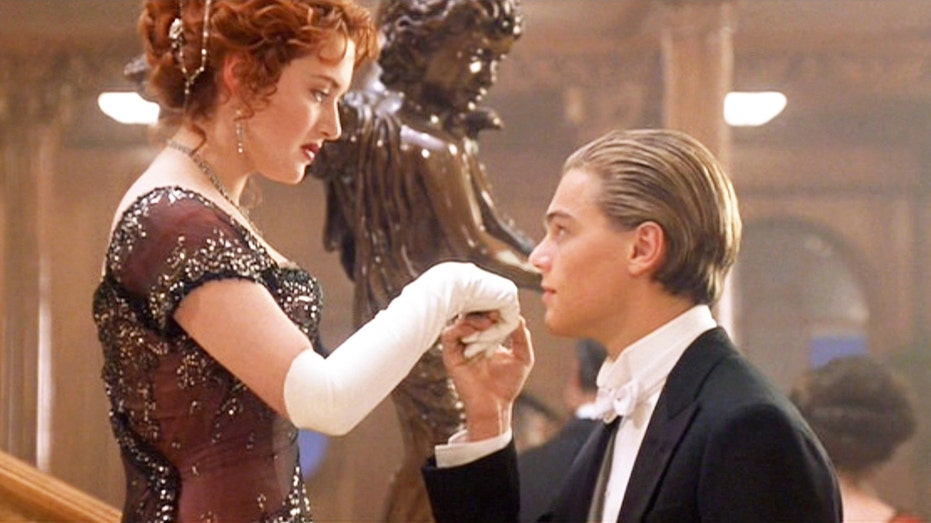Kate Winslet and Leonardo DiCaprio as Rose and Jack in "Titanic."