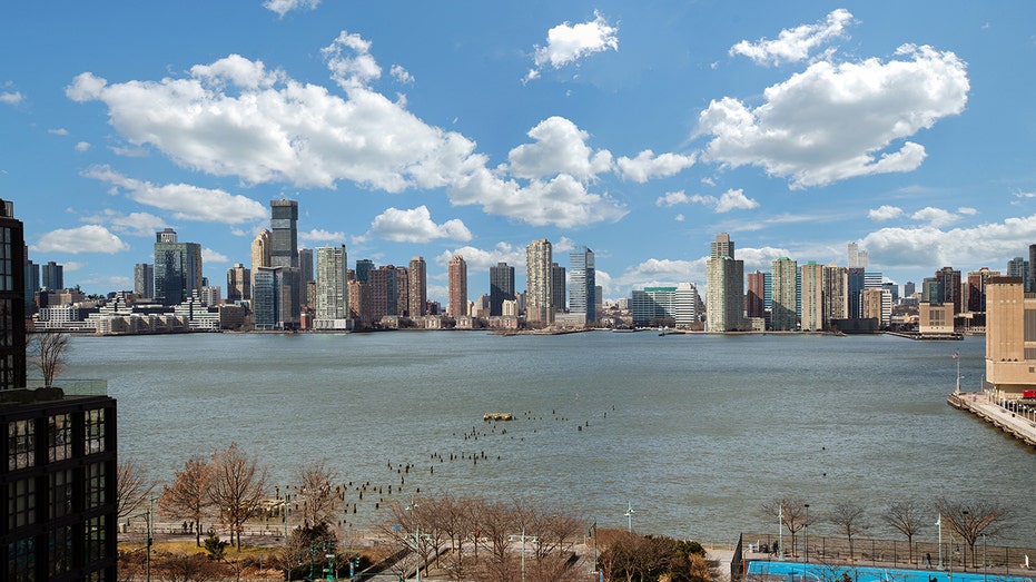 A view of New York City from across the Hudson River.