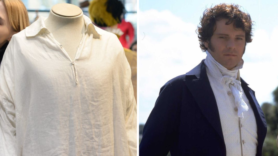 Split image of Colin Firth's shirt and Colin Firth