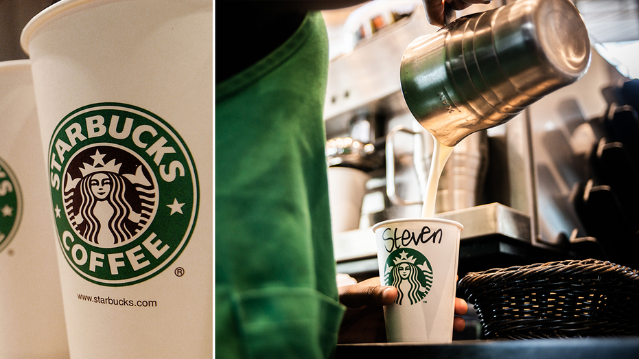 Starbucks employee working