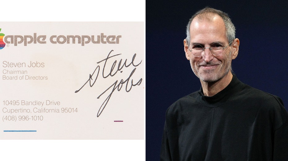 business card and Steve Jobs