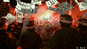 money falling on police, demonstators illustration