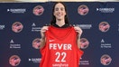 Caitlin Clark #22 of the Indiana Fever poses for a photo during her introductory press conference on April 17, 2024 at Gainbridge Fieldhouse in Indianapolis, Indiana. 