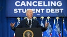 MADISON, WISCONSIN, UNITED STATES - APRIL 8: US President of the United States Joe Biden delivers remarks on student debt and lowering costs for Americans at Madison College in Madison, Wisconsin, United States on April 8, 2024. President Biden&apos;s remarks come following an unrelated announcement by Israel Prime Minister Benjamin Netanyahu vowing to invade Rafah. 