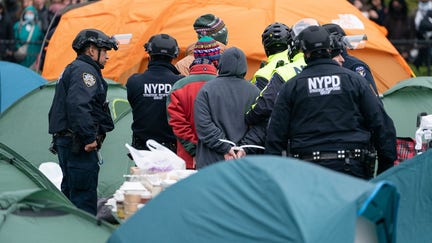 NYPD officers make arrests of pro-Palestinian protestors on the lawn of Columbia University on Thursday, April 18.