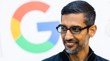 25 May 2023, Berlin: Sundar Pichai, CEO of Google and Alphabet, attends a press event to announce Google as the new official partner of the Women's National Team at Google Berlin. 