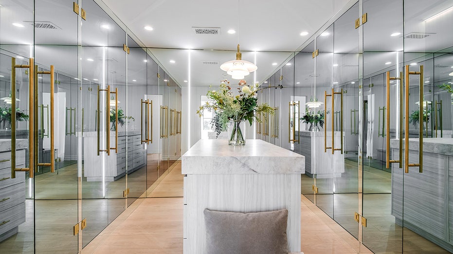 Closet with mirrored doors