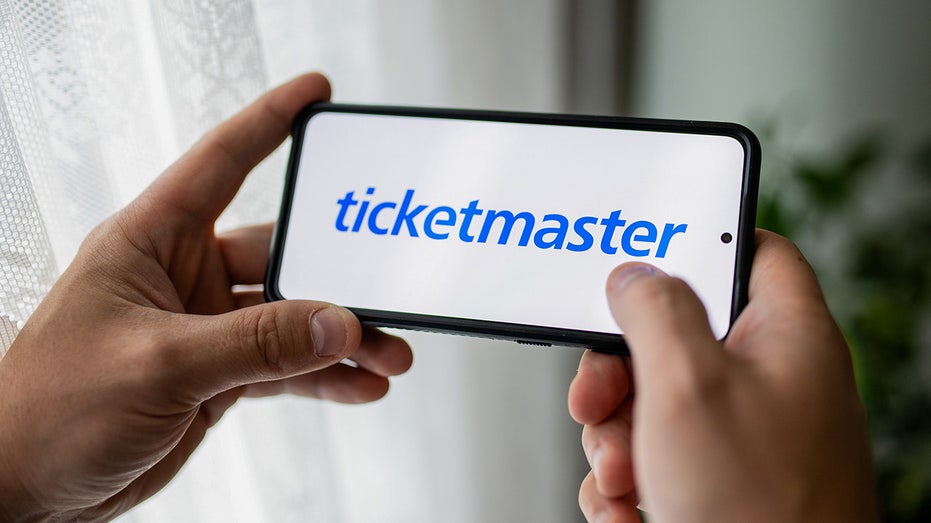 Ticketmaster logo on phone screen