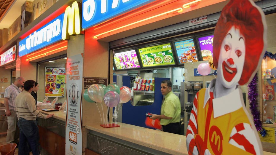 Israelis eat at a kosher McDonald's restaurant