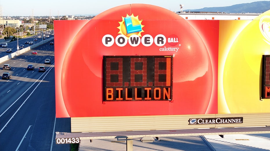 A giant lottery advertising sign
