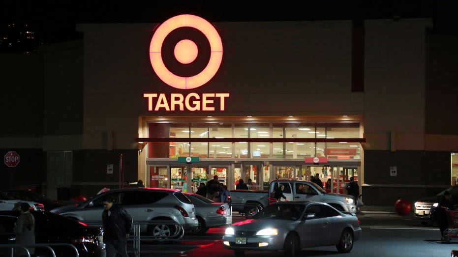 A Target store is seen at night in New York City