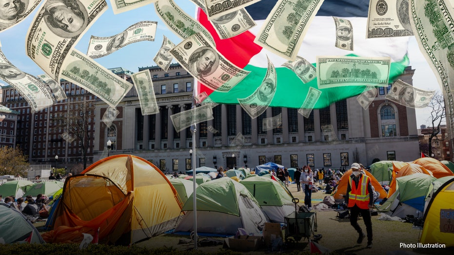 Anti-Israel campus protest money photo illustration