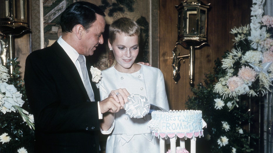 Frank Sinatra and Mia Farrow on their wedding day