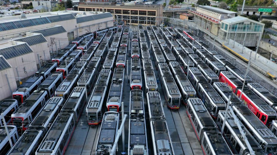 Muni metro trains parked