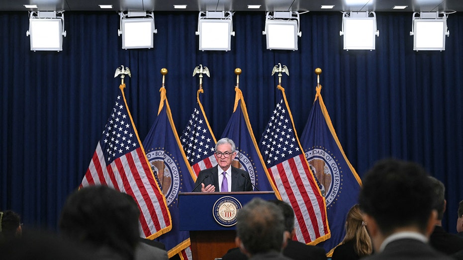 Federal Reserve Chairman Jerome Powell speaks at a news conference in Washington.
