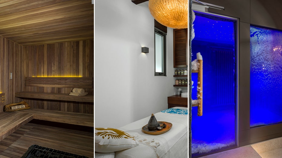 A three way split of sauna, massage room and cold room