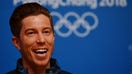 Feb 14, 2018; Pyeongchang, South Korea; Shaun White (USA) speaks at a press conference after winning the gold medal in the men&apos;s snowboarding halfpipe during the Pyeongchang 2018 Olympic Winter Games.