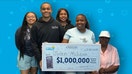 Jaden McLean, 18, second from left, won big after his sister picked out a scratch-off ticket for him to play. He will receive $50,000 each year for the next 19 years.