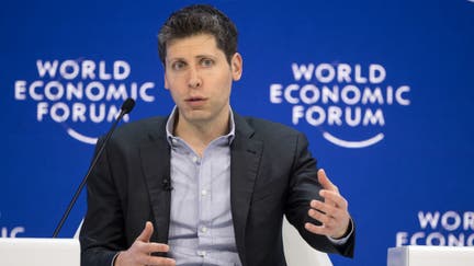 OpenAI CEO Sam Altman gestures during a session of the World Economic Forum (WEF) meeting in Davos on January 18, 2024.