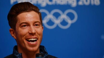 Feb 14, 2018; Pyeongchang, South Korea; Shaun White (USA) speaks at a press conference after winning the gold medal in the men's snowboarding halfpipe during the Pyeongchang 2018 Olympic Winter Games.
