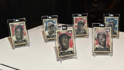 Topps' six Negro League trading cards.