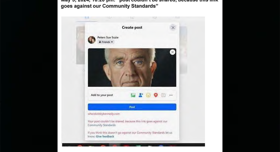 A facebook post labeling the video "against community standards"