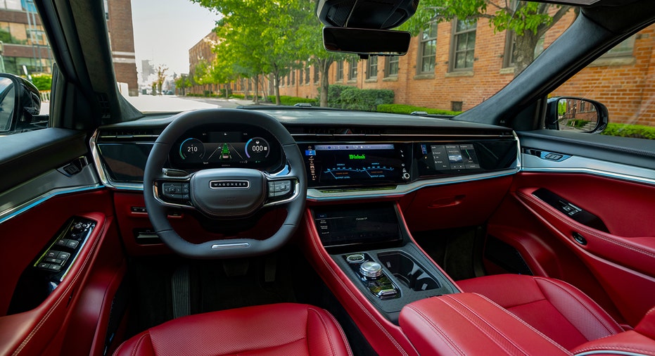 The interior of the new all-electric Jeep Wagoneer S.