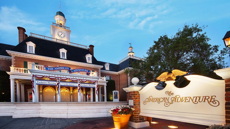 outside of the American Adventure pavilion 